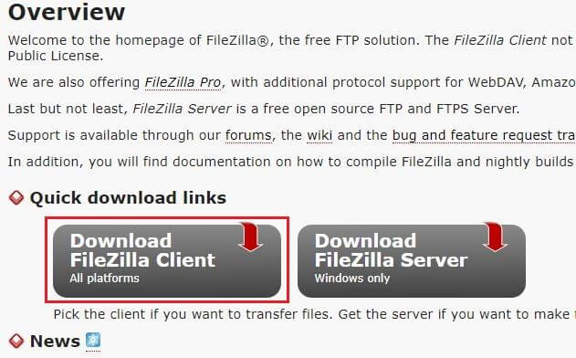 下載並安裝Filezilla Client程式